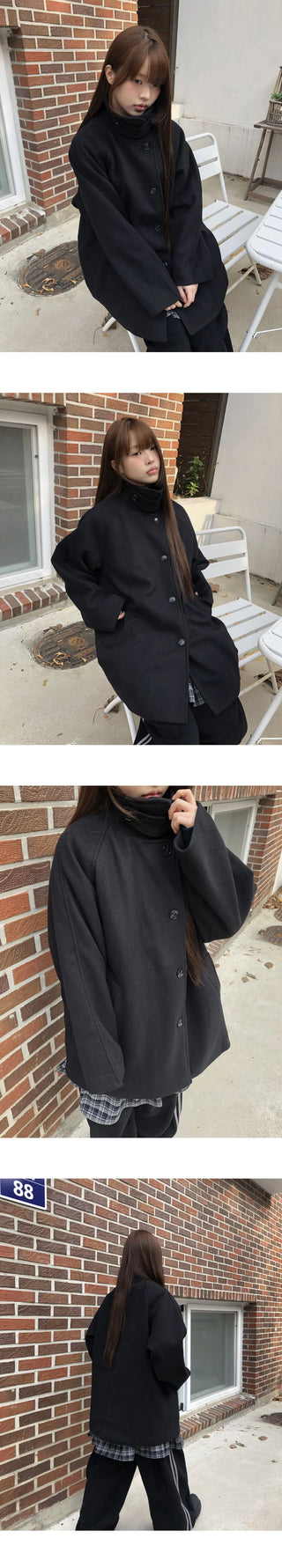 Foru high-neck turtleneck midi coat