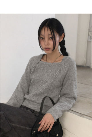 Baba Twisted Bolero Square Neck Long Sleeve Knitwear