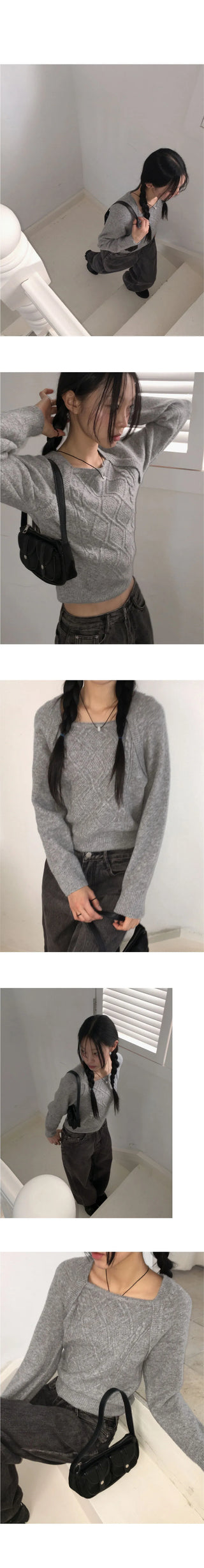 Baba Twisted Bolero Square Neck Long Sleeve Knitwear
