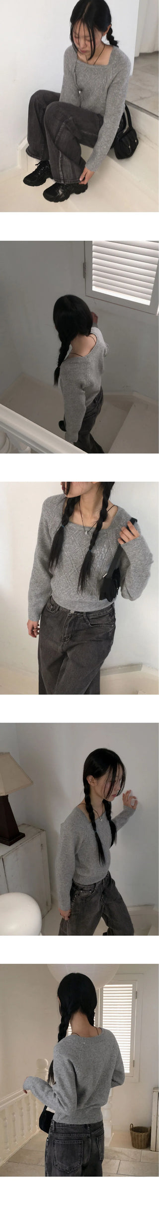 Baba Twisted Bolero Square Neck Long Sleeve Knitwear