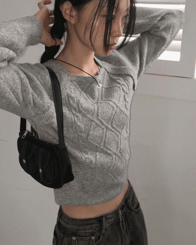 Baba Twisted Bolero Square Neck Long Sleeve Knitwear