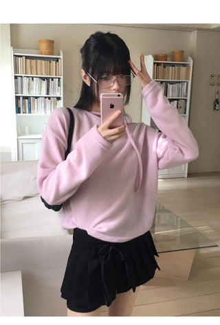 Klang ribbon strap outer Fleece-lined off-shoulder t-shirt