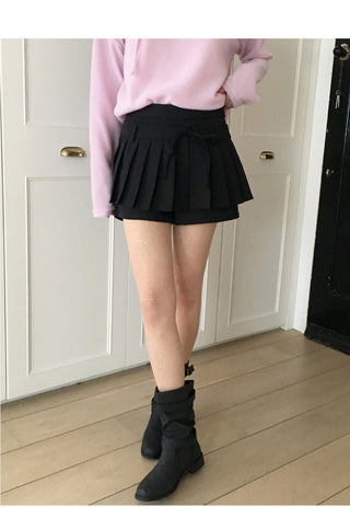 Wicca two-way ribbon pants pleated mini skirt