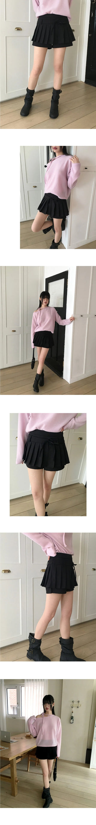Wicca two-way ribbon pants pleated mini skirt