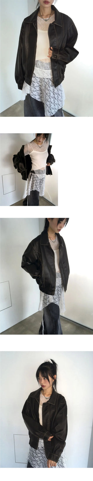 Setter vintage Faded Split Boxy leather jacket