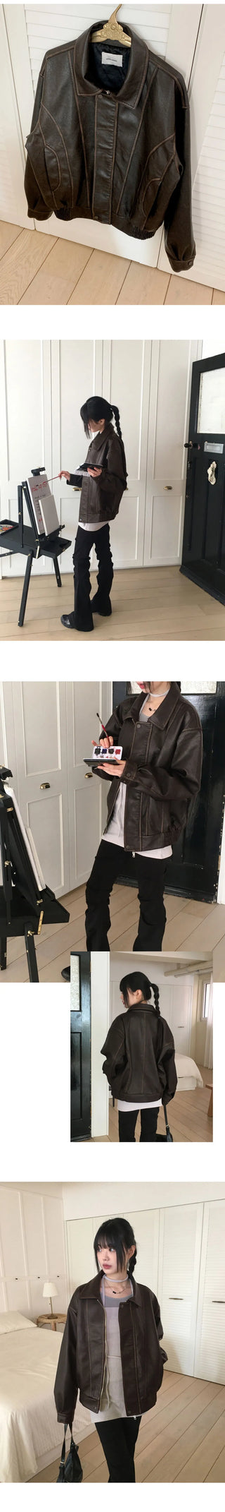 Setter vintage Faded Split Boxy leather jacket