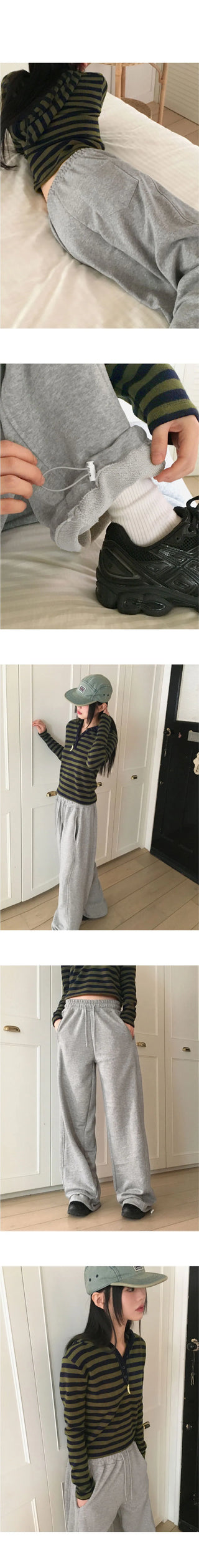 Shuggy side Split juli two-way banding long wide jogger pants