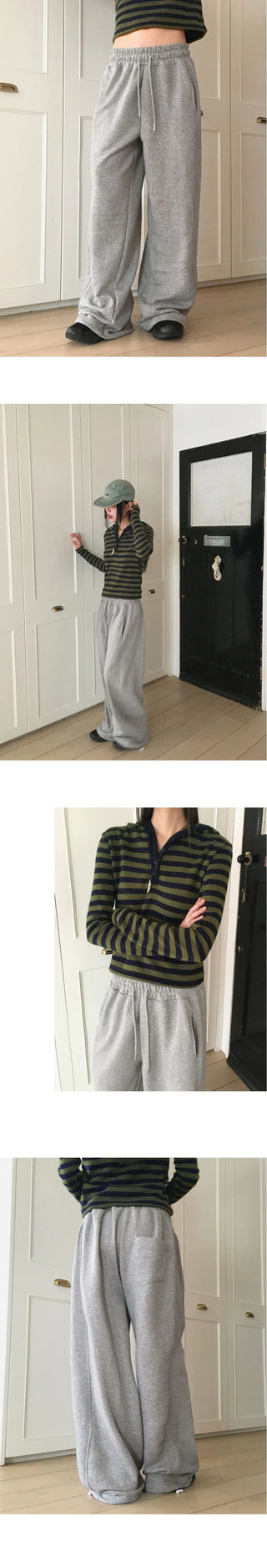 Shuggy side Split juli two-way banding long wide jogger pants