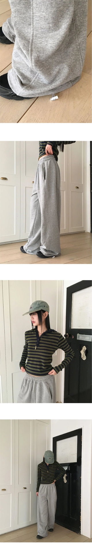 Shuggy side Split juli two-way banding long wide jogger pants