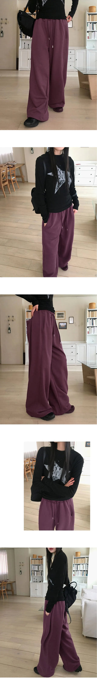 Shuggy side Split juli two-way banding long wide jogger pants