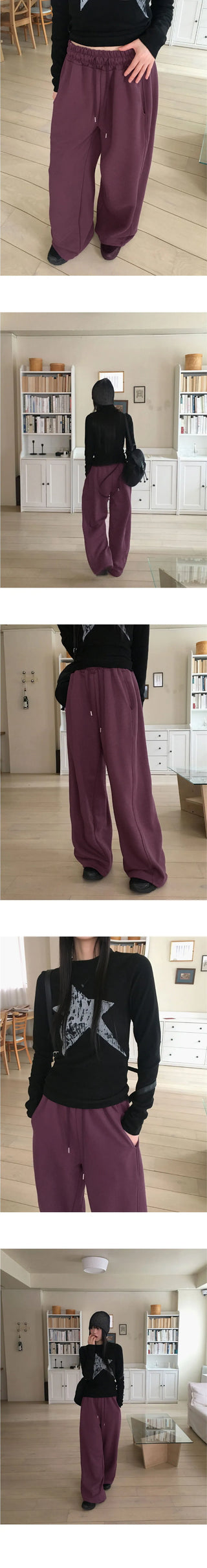 Shuggy side Split juli two-way banding long wide jogger pants