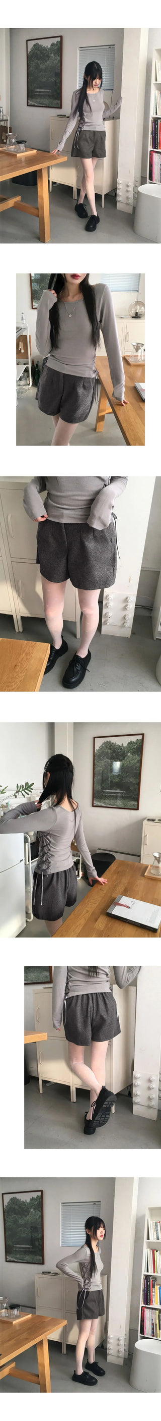 Dini Basic Wool Pintuck Winter Shorts