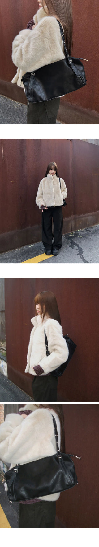 Horn Hidden Hook Fur Short Jacket