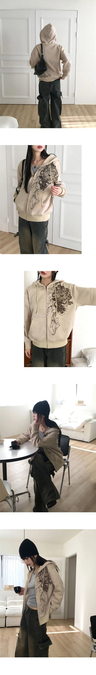 Carton Y2K Printed Hooded Zip-Up
