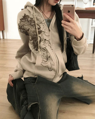 Carton Y2K Printed Hooded Zip-Up