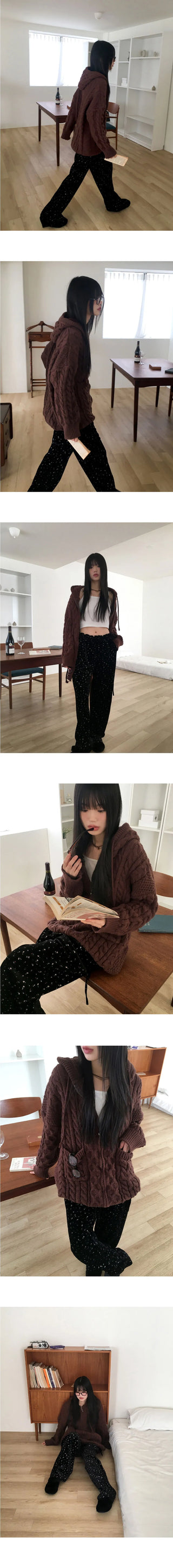 Hika Boxy Twisted Hooded One- Dress Knitwear Zip-up