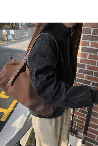 Doa Suede Lining Fur Half-Neck Zip-Up Jacket