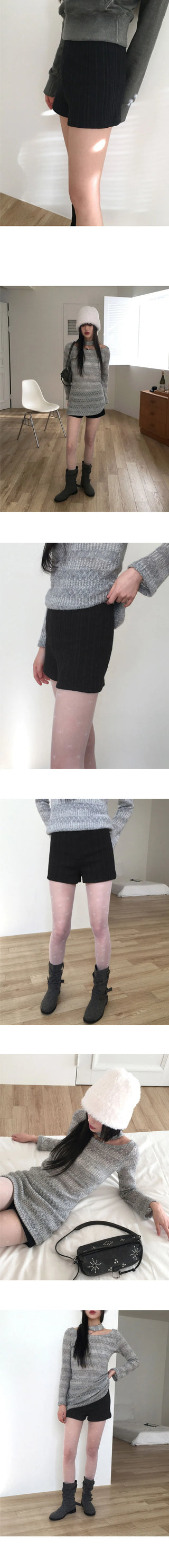 Shoot Ribbed Knitwear Short Pants Shorts