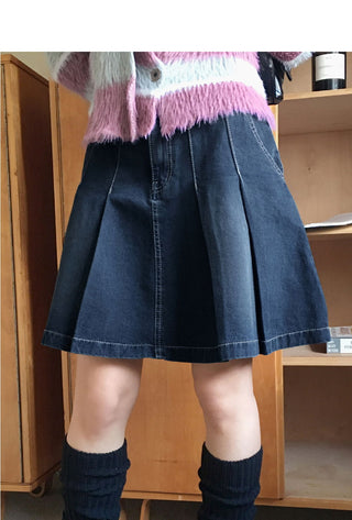 Heta pleated tennis denim midi skirt