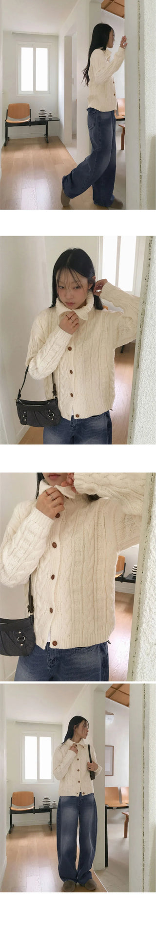 Robe Collar High Neck Avant Twisted Knitwear Long Sleeve Cardigan
