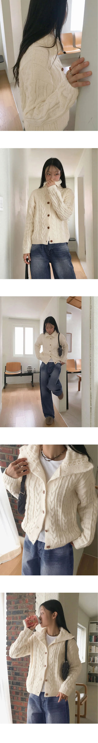 Robe Collar High Neck Avant Twisted Knitwear Long Sleeve Cardigan