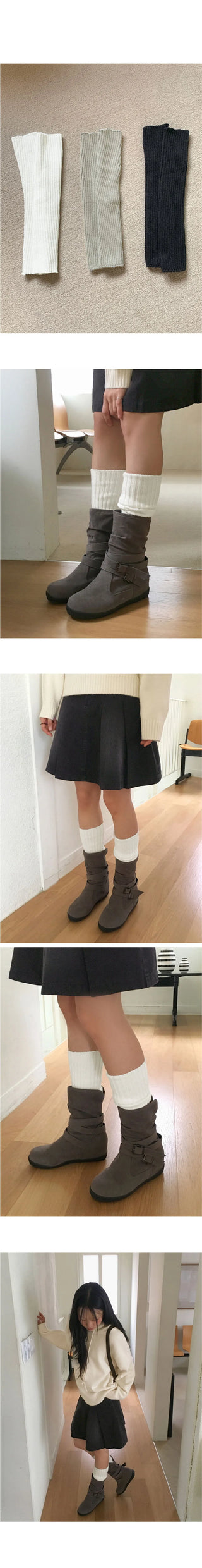 Sealy pleated Ribbed warmer socks