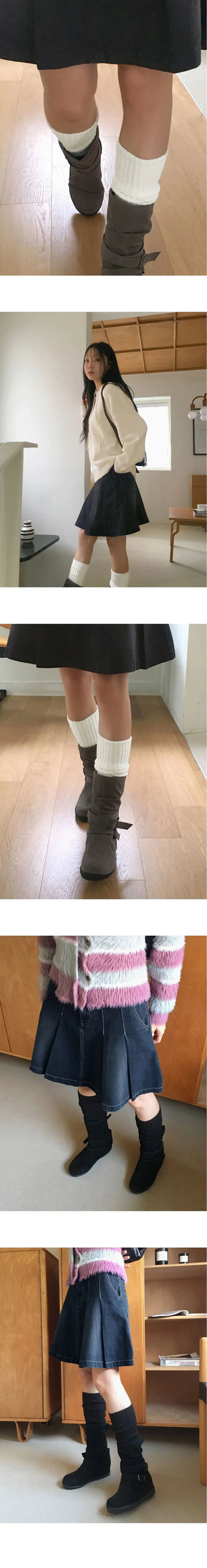 Sealy pleated Ribbed warmer socks