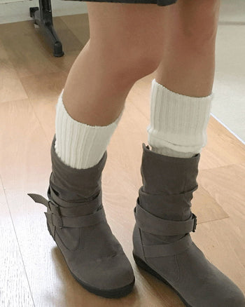 Sealy pleated Ribbed warmer socks