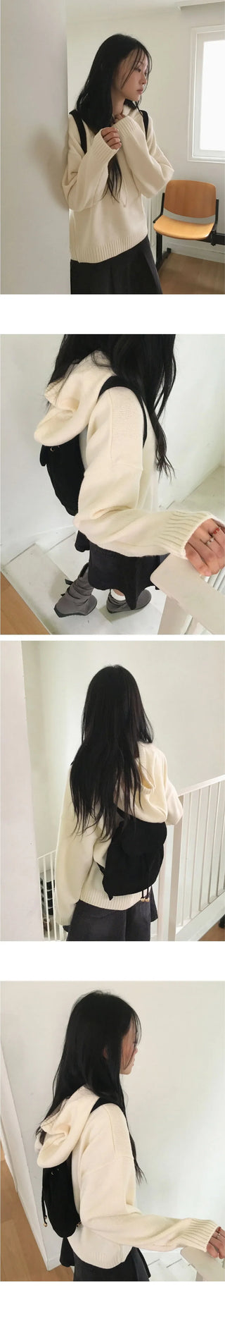 Crenn Avant Overfit Hooded Long Sleeve Knitwear