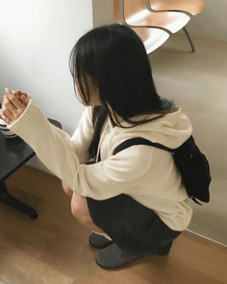 Crenn Avant Overfit Hooded Long Sleeve Knitwear