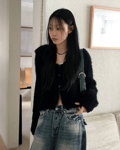Ronty Angora Sailor Collar Button Cardigan