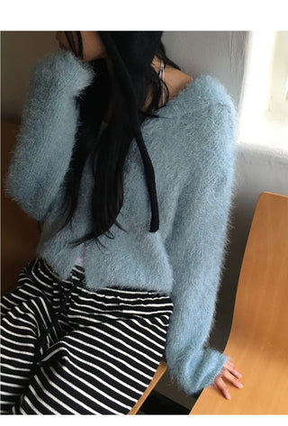 Ronty Angora Sailor Collar Button Cardigan