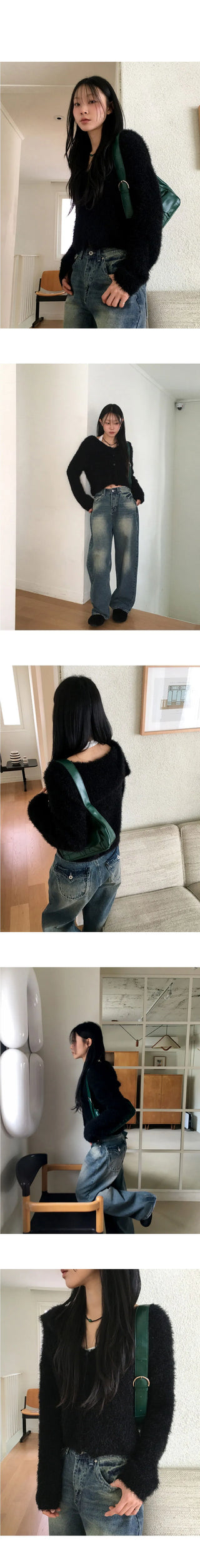 Ronty Angora Sailor Collar Button Cardigan