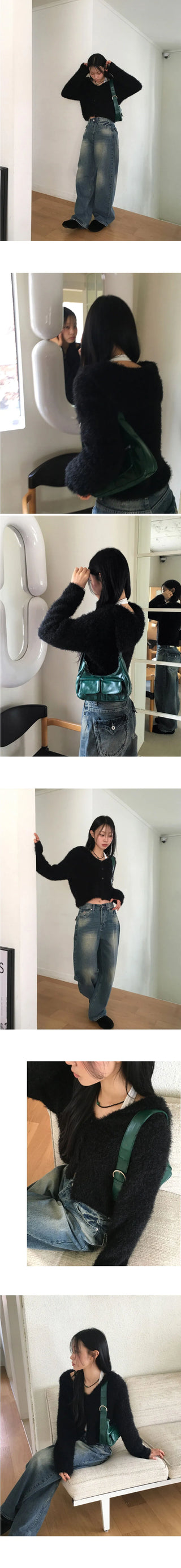 Ronty Angora Sailor Collar Button Cardigan