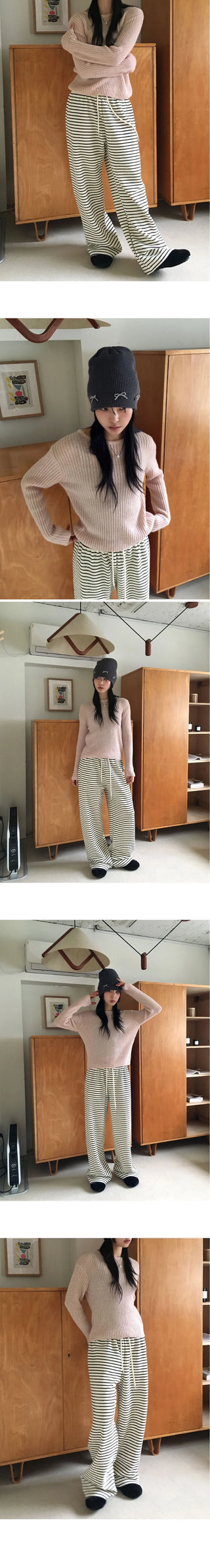 Real Wool Mute Alpaca Ribbed Long Sleeve Knitwear