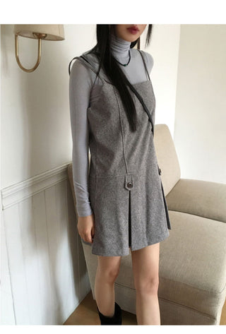 Ant herringbone wool pleated mini Dress