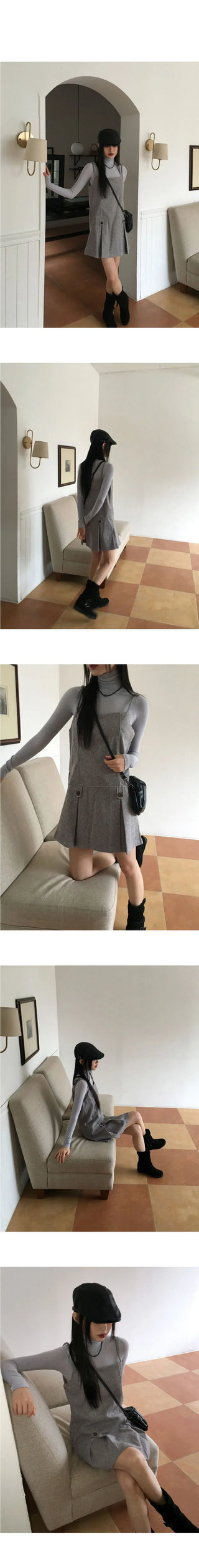 Ant herringbone wool pleated mini Dress