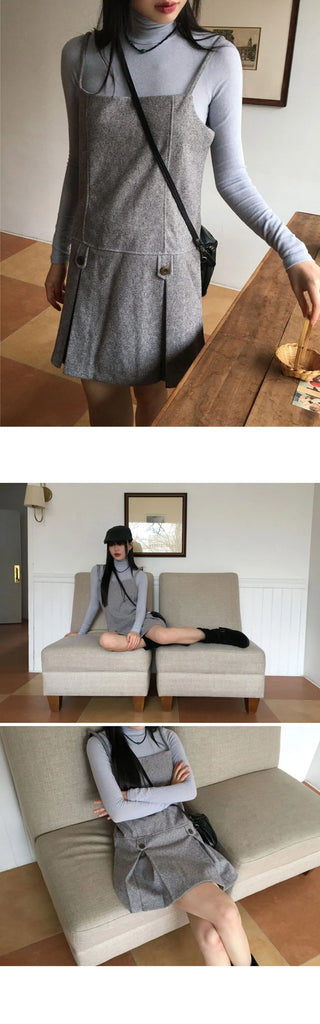 Ant herringbone wool pleated mini Dress