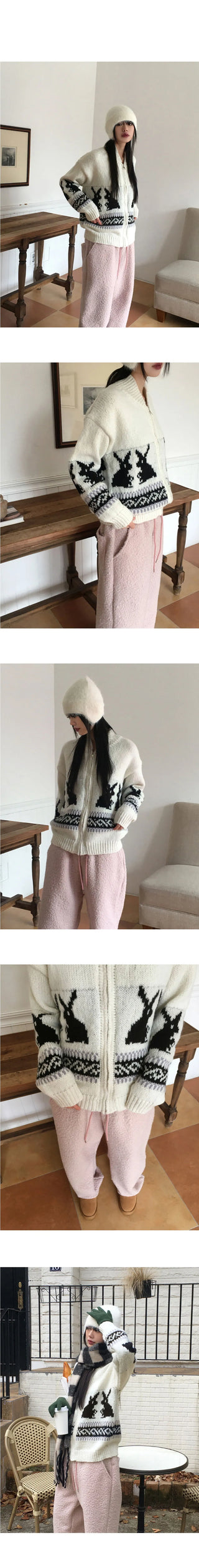 Bernese Rabbit Rabbit Knitwear Zip-up Cardigan