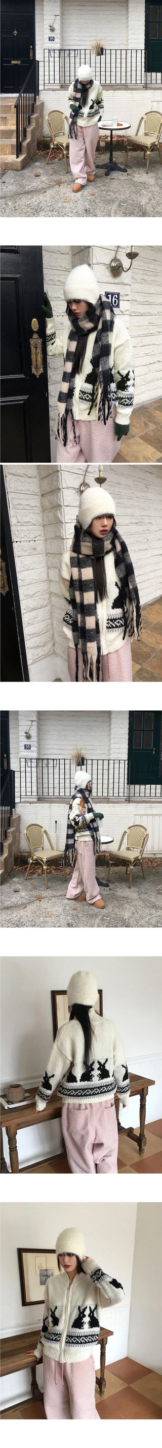 Bernese Rabbit Rabbit Knitwear Zip-up Cardigan