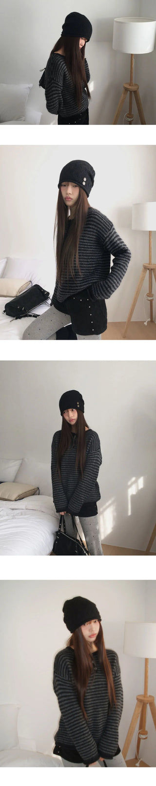 Aeon Stripe Henley Neck Button Knitwear