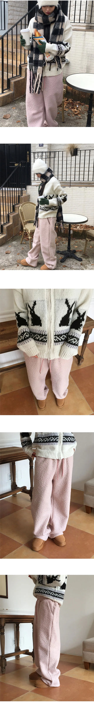 Rompy puffy fleece two-way jogger pants