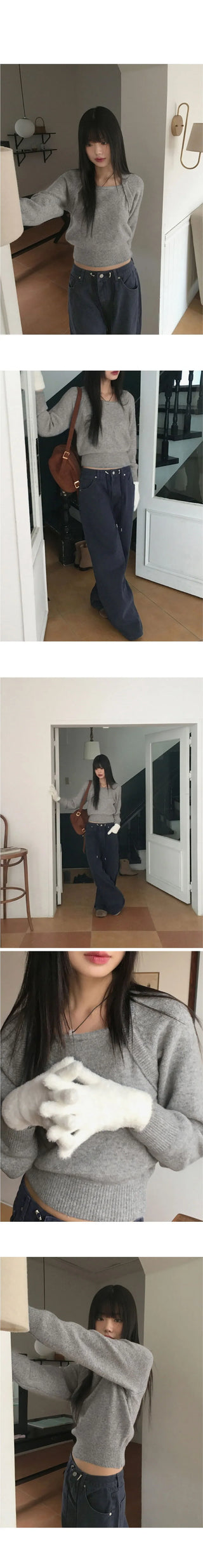 Momi Bolero Square Neck Long Sleeve Knitwear
