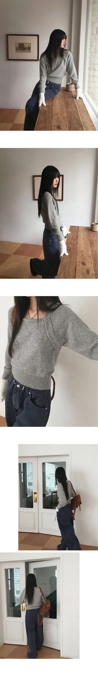 Momi Bolero Square Neck Long Sleeve Knitwear