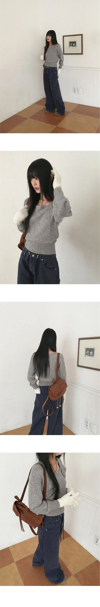 Momi Bolero Square Neck Long Sleeve Knitwear