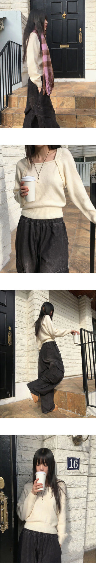 Momi Bolero Square Neck Long Sleeve Knitwear
