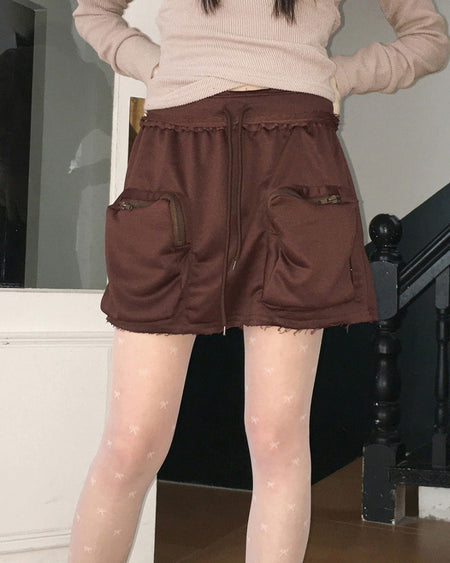 Zenda Biscuit Cargo Zipper Pocket Banding Juri Mini Skirt