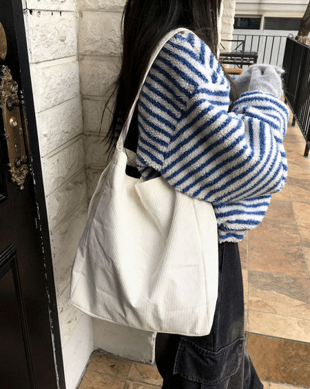 Dots corduroy big shoulder bag
