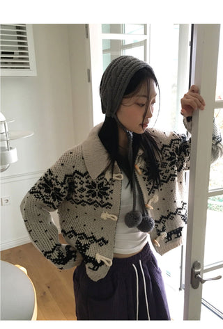 Heret Snowflake Nordic Tteokbokki Knitwear Cardigan