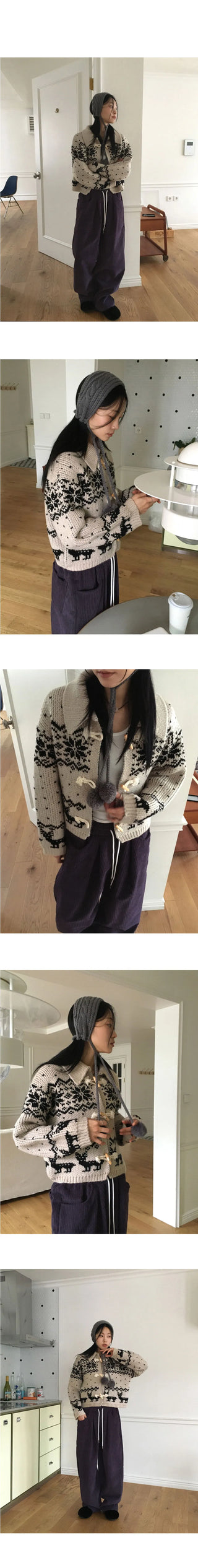 Heret Snowflake Nordic Tteokbokki Knitwear Cardigan